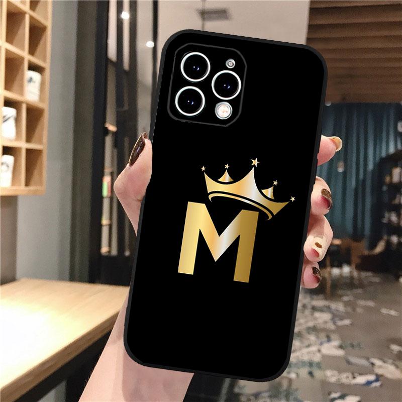 Чехол для телефона с золотой короной и буквами для iphone 15 14 Pro Max 13 12 11 Pro Max XSMax XR 12 13 mini 14 Plus Shell