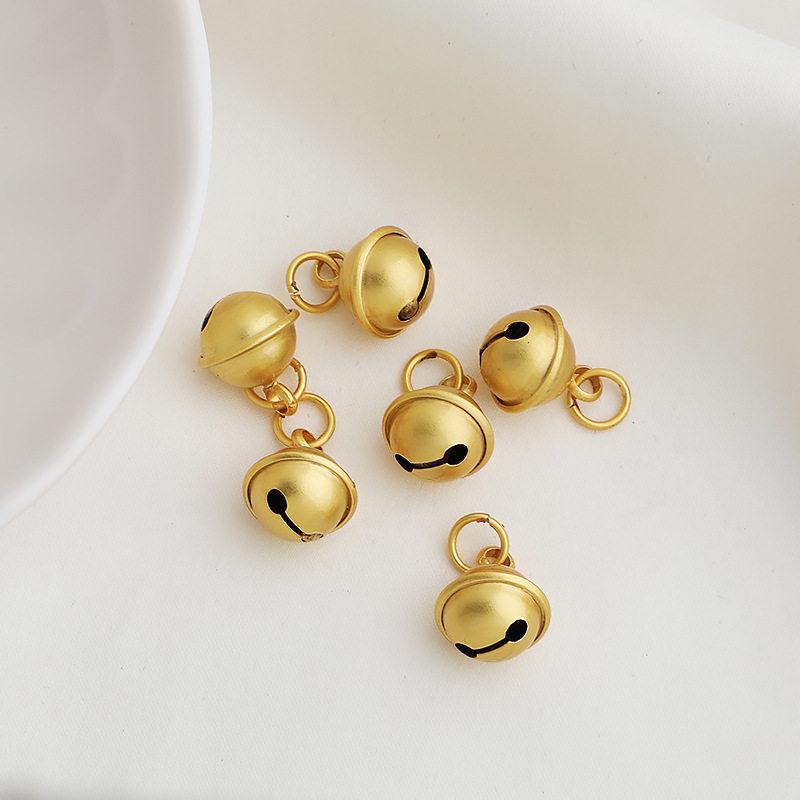 Sand Gold Plated Bell Pendant with Ring Ball Woven Rope Bracelet Charm - DIY Handmade Jewelry