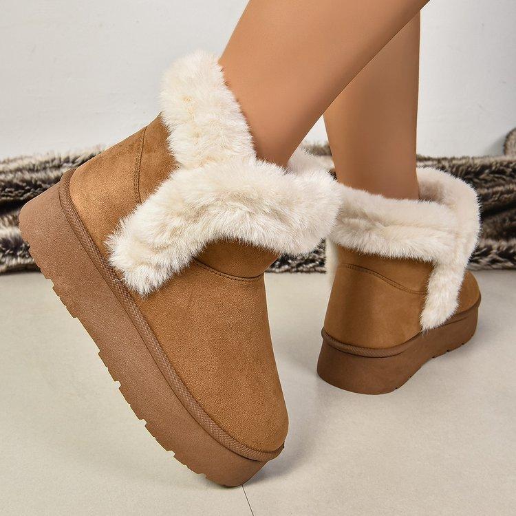 Зимняя одежда, теплые зимние ботинки на толстой подошве, женские, 2024, новые, короткие, без застежек, все повседневные, из хлопка