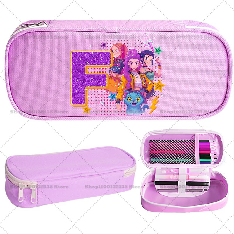 Kpop Demon Hunter Children Pencil Box Cartoon letter Student School Supplies Stationery Kids Penbag Pencilcase Kawaii Boys Gift