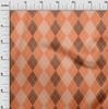 oneOone Cotton Flex Dark Peach Fabric Check Sewing Material Print Fabric By The Yard 40 Inch