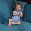Happy Smile Reborn Baby Dolls Soft Cloth Body 24 " 60cm Simulation Girl Doll with Implanted Hair Cute Realistic Baby Doll Toys for Kids Birthday Gifts