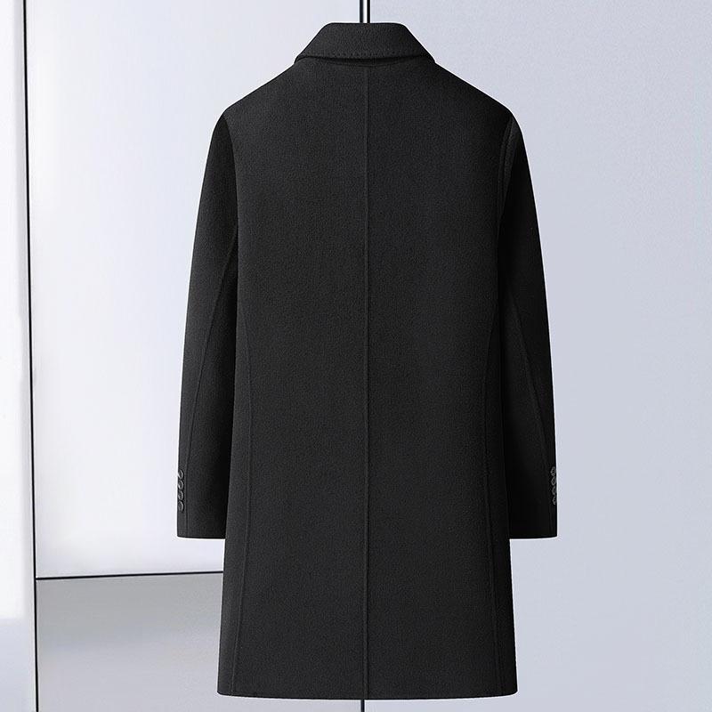Men's Medium and Long Winter Business Lapel Solid Color Casual Removable Goose Down Liner Woolen Coat Men's Coat