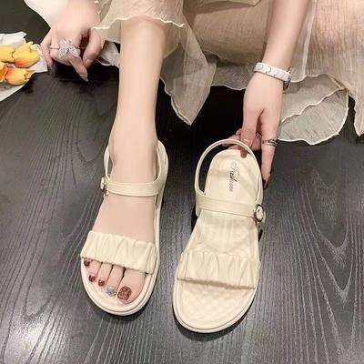 Модные женские сандалии Новые летние женские сандалии All-in-one надеваются поверх римских тапочек с пряжкой в одну линию для женщин