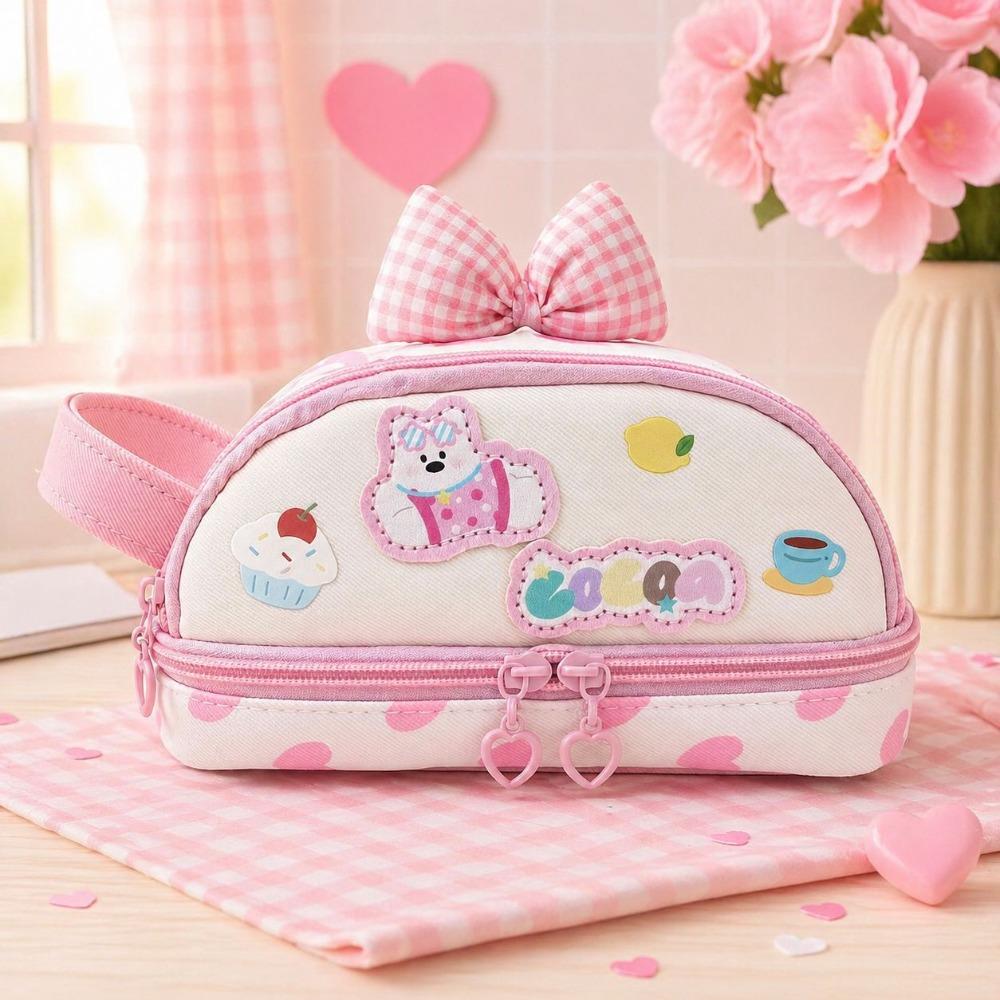 Cute Pencil Case Double-layer Stationery Storage Bag INS Style Stationery Organizer Gifts