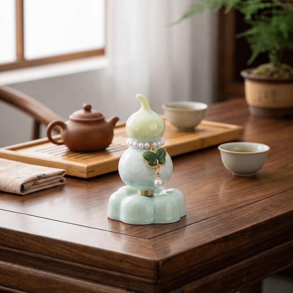Exquisite Gourd Statue Multicolored Rotating Lucky Gourd Ceramic Figurine Car Ornaments