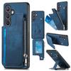 For Samsung Galaxy S24+ Case Zipper Card Holder Kickstand Leather+PC+TPU Phone Cover