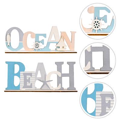 2 шт. Морской настенный декор Декоративные украшения Синяя деревянная буква Столешница с прибрежным средиземноморским стилем
