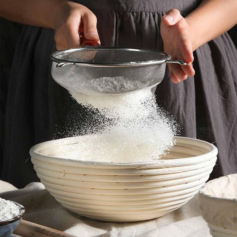 Круглая корзина для расстойки хлеба с льняной подкладкой, корзина из ротанга для ферментации теста, 6 размеров, ручная работа, корзина для расстойки закваски
