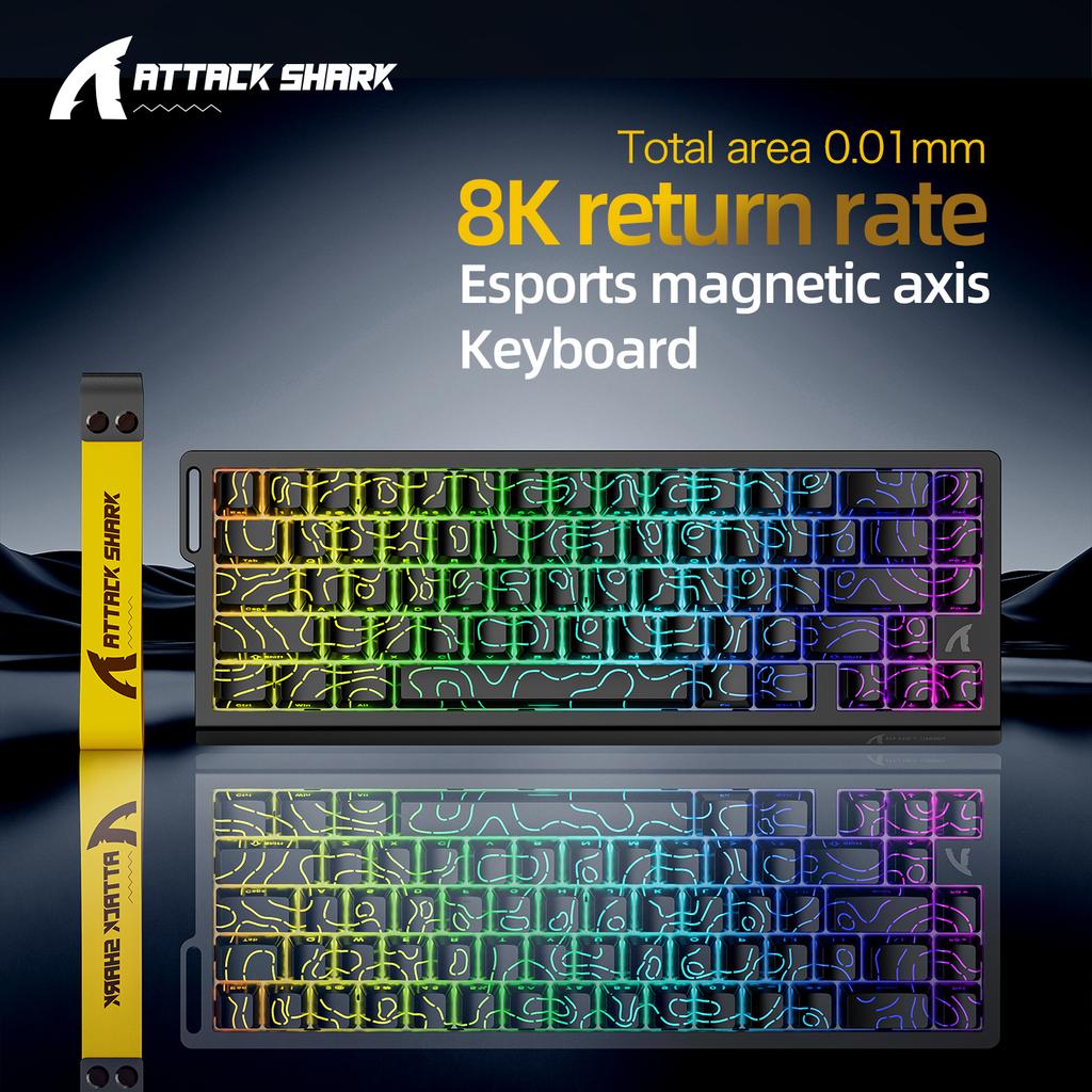 ATTACK SHARK X68HE X68Pro He Магнитная Механическая Клавиатура для Профессионального Гейминга 0.01мм Быстрое Срабатывание 8000Гц SOCD/Rs 0.125мс 128K Скорость