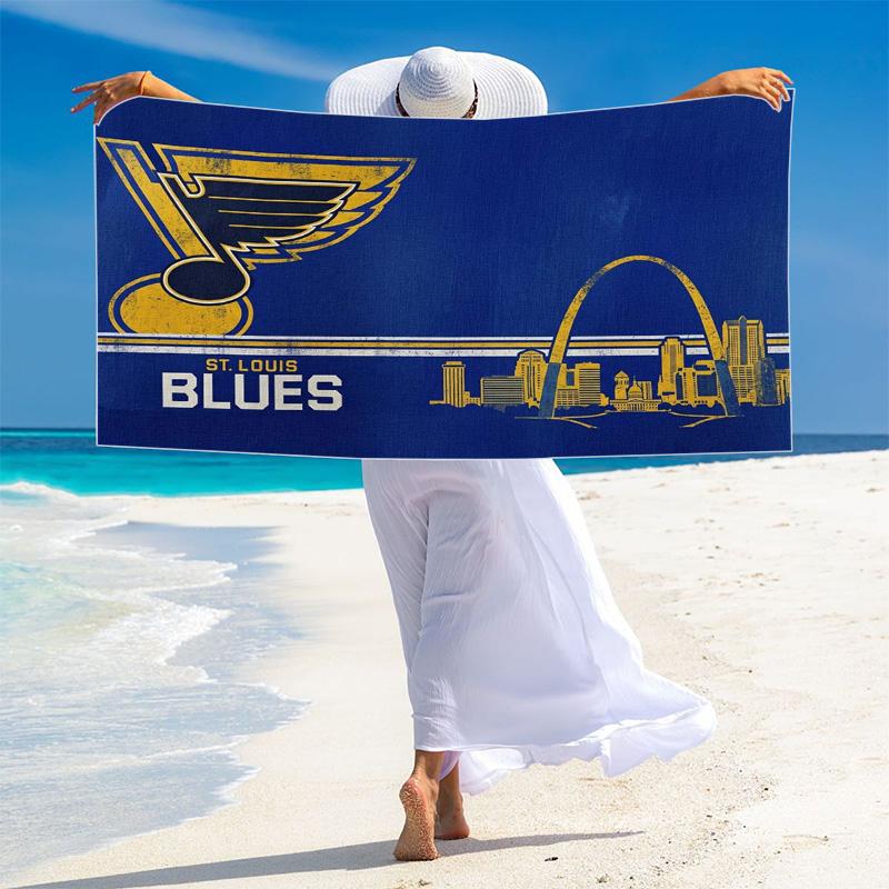 St. Louis Blues Print Beach Towel, Large Soft Quick Dry Towel for Beach Camping Swimming