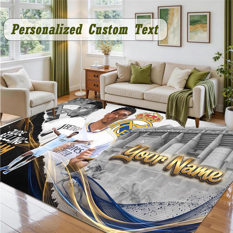 Crystal Velvet Square Rug Custom NameJude Bellingham Pattern Non Slip Home Floor Decor Rug