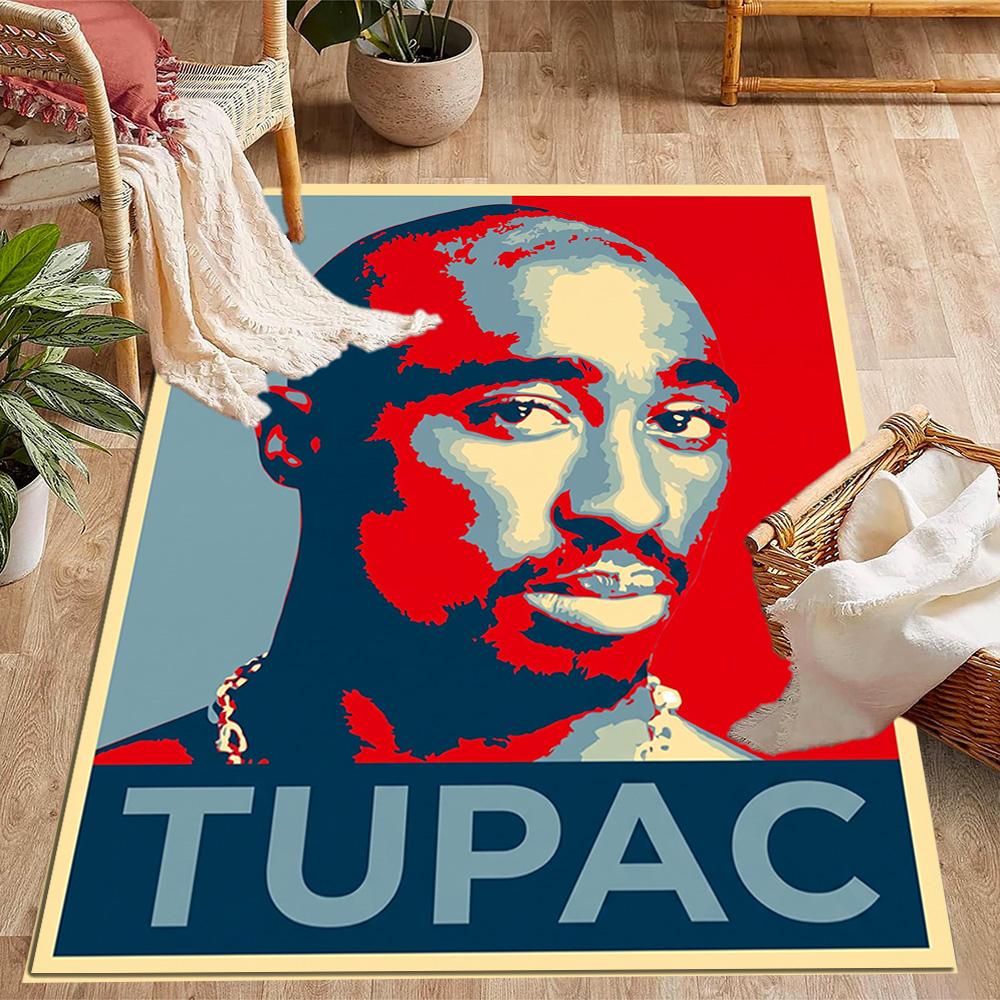 2pac's Iconic Album Cover Themed Anti-Slip Rugs - Polyester Home Decor, Suitable for Bedrooms, Living Rooms, Doorways, Studios, and Decorations