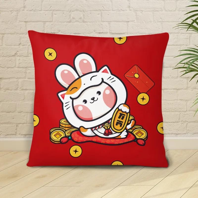 Juste De Coussin Lapin Dessin Animé Pour La Décoration Intérieure, Taie D'oreiller De Luxe, Cadeau De Nouvel An, Bureau, Canapé, Voiture