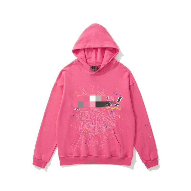 Spider Web Print Hoodie Men Loose Fit Fleece Sweatshirt Casual Streetwear