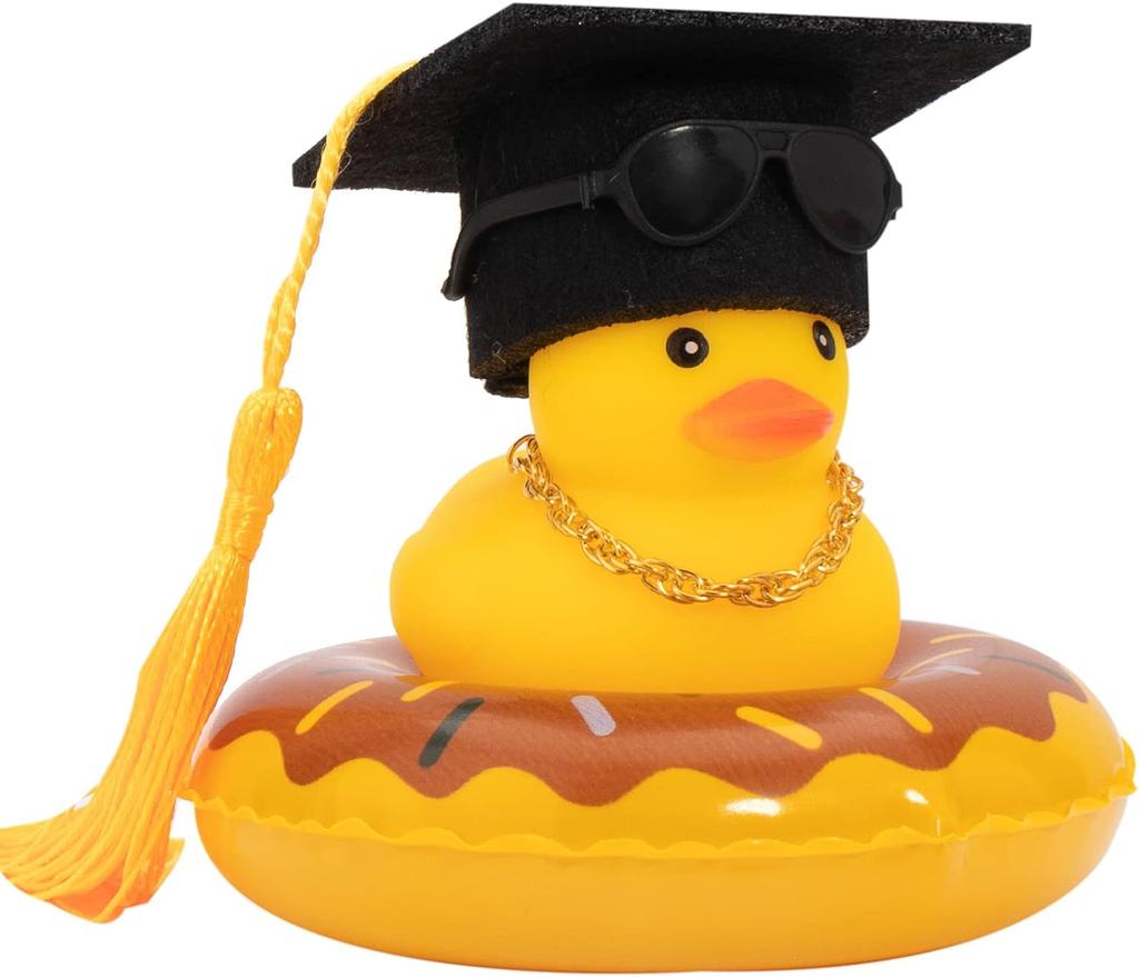 Graduation Ducks Car Dashboard Decorations Rubber Duck Car Ornaments Accessories With Mini Graduation Hats Sashes Glasses