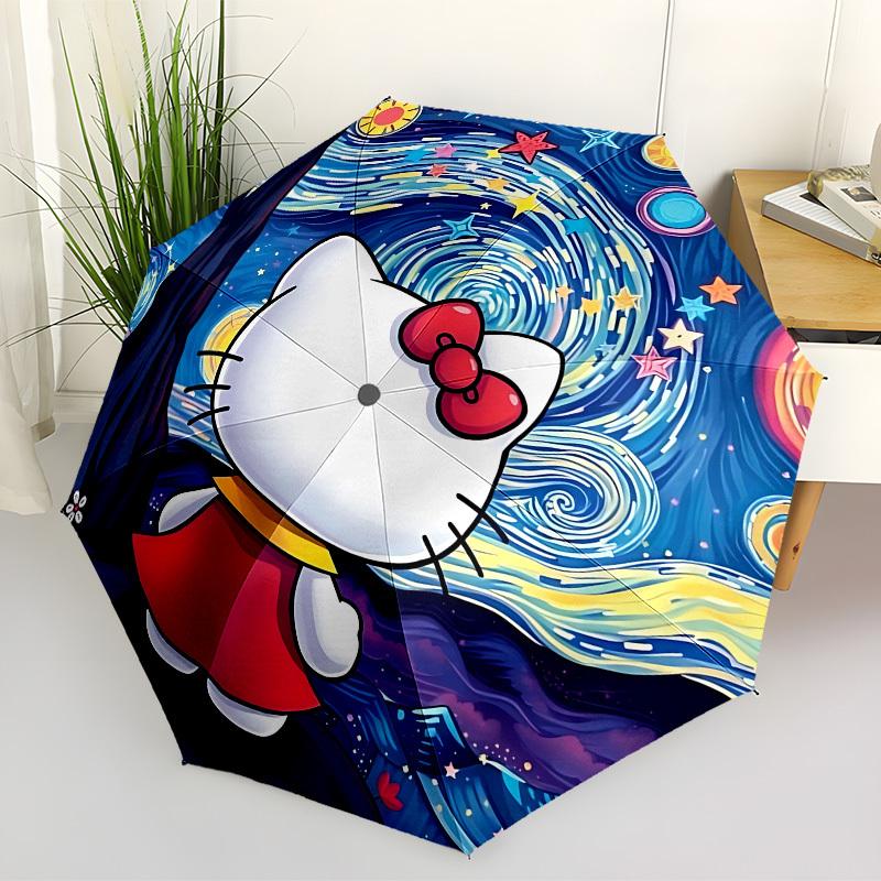 1pc Hello Kitty [Automatic Folding Umbrella] Durable Iron Frame & Rod, Portable Folding, All Seasons, Home Travel Outdoor, Makes a Great Holiday Gift