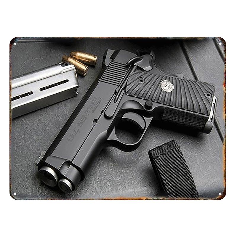 HD НОВЫЙ Металлический знак с жестяной росписью пистолета Винтажный постер Домашняя гостиная Бар Клуб Вечеринка Искусство Пещера для мужчины Настенный декор Декоративная живопись