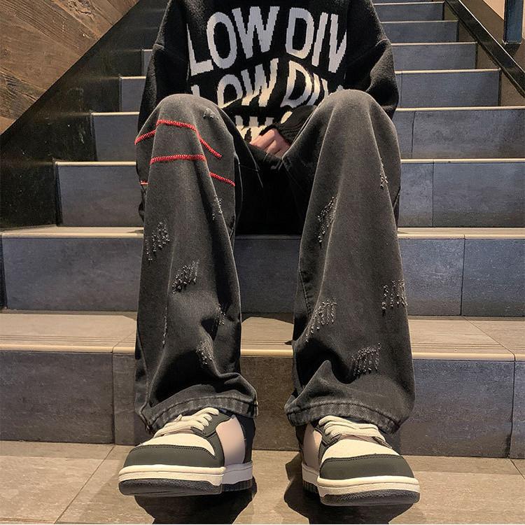 Jeans Men's Loose Sraight Loose Wide Leg Casual Trousers