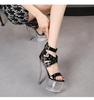 Model Rivet Zipper Roman Sandals Transparent Luminous Shoes Sexy Heels Sandals 1986 Series 20cm Heel 10cm Platform LFD