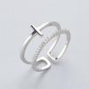 Trendy Minimalist Gold Color Cross Rings Geometric Double Layer Open Adjustable Finger Ring For Women Party Wedding Jewelry Gift