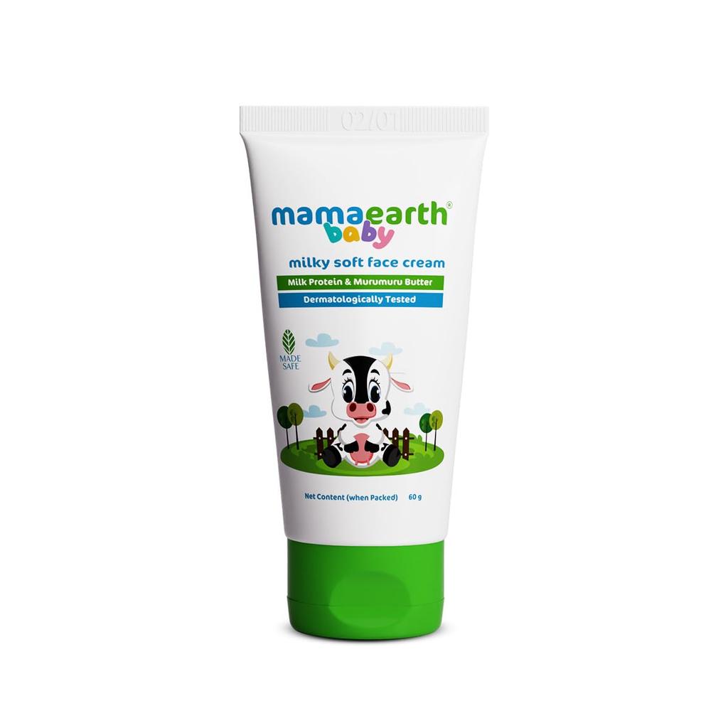Mamaearth Milky Soft Baby Face Cream For Dry Sensitive Skin With Milk Protein & Shea Butter 60g | Gentle Moisturizer For Babies