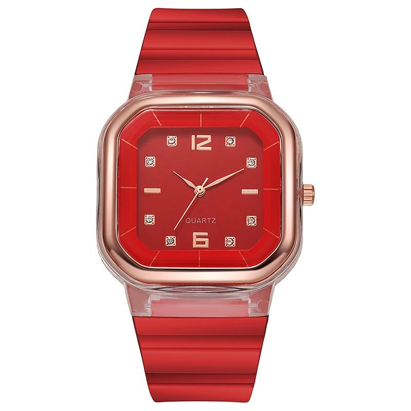 Women Watch/Stylish Square Dial Crystal Silicone Dial