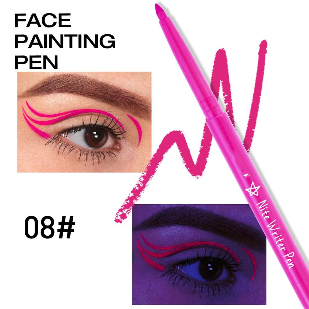 Colorful UV Waterproof Luminous Eyeliner Gel Pen Fluorescent Eyeliner Pen Halloween Christmas Party Stage Face Color Paint Pen