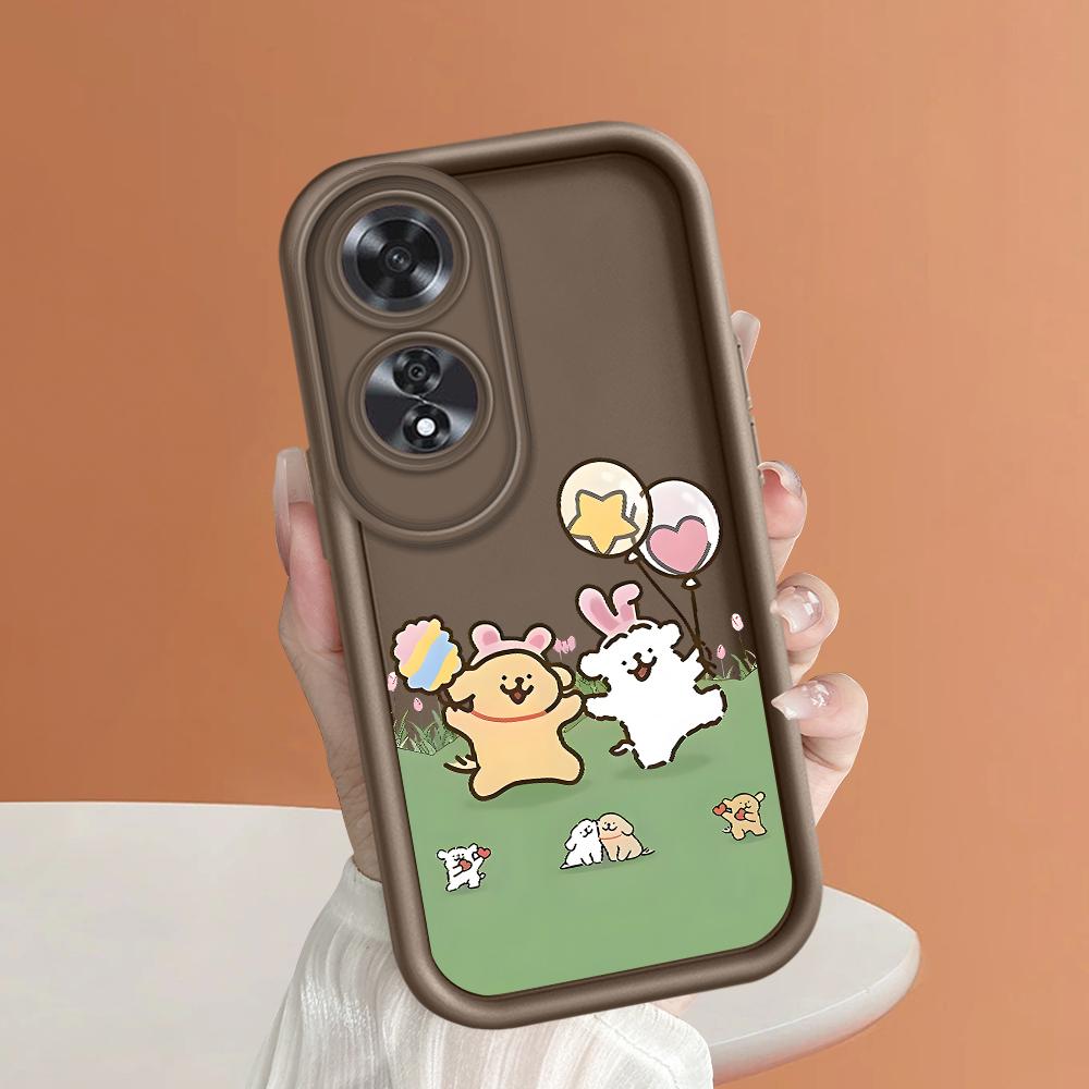 Для Realme 11 11x 12x 12 Pro C21 C30 C33 C35 C65 OPPO A18 A38 A60 A96 Reno 10 11 12 Pro Мягкий силиконовый квадратный чехол для телефона с изображением мультяшных собак и воздушных шаров