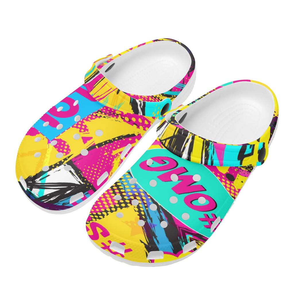 Lightweight EVA Clogs Unisex Printed Breathable Slip On Garden Shoes for Beach Pool Bathroom Home Summer Slippers Travel Wear