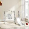 4-in-1 playset for toddlers. Slide. Swing. Climbing frame. Basketball hoop. Plastic. Rabbit design. Grey.