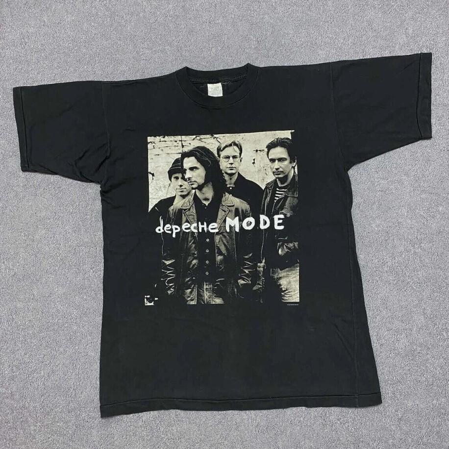 1993 Винтажная футболка Depeche Mode Футболка с тура Devotional Черный хлопок Унисекс