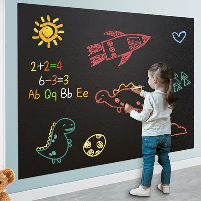 Самоклеящиеся виниловые съемные обои для доски, пять цветных мелков, прочные обои для сухого стирания, доска объявлений для офиса, школы, дома