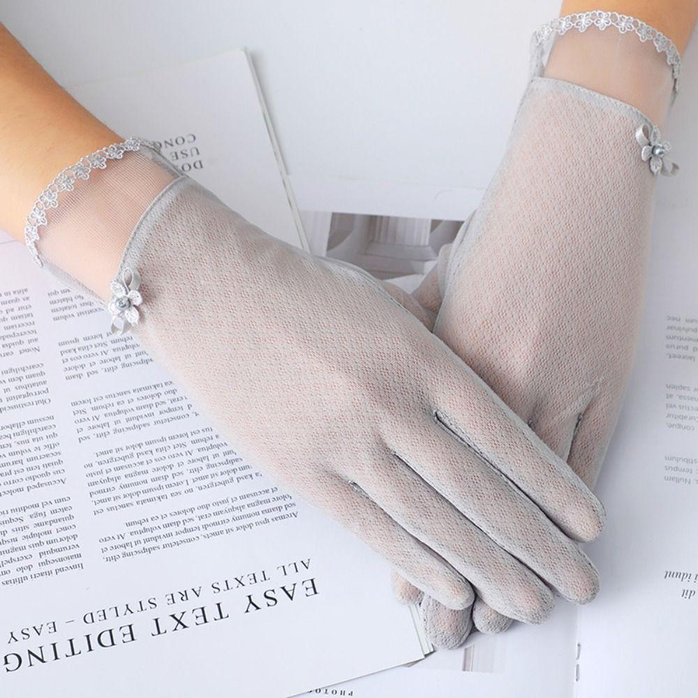 Non-slip Female Sunscreen Gloves Full Finger Cycling Gloves New Ice Silk Gloves Summer
