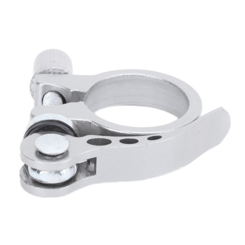 Seatpost Clamp Aluminum Alloy Quick Release Saddle Tube Clip for Mountain Bikes 3cmSilver