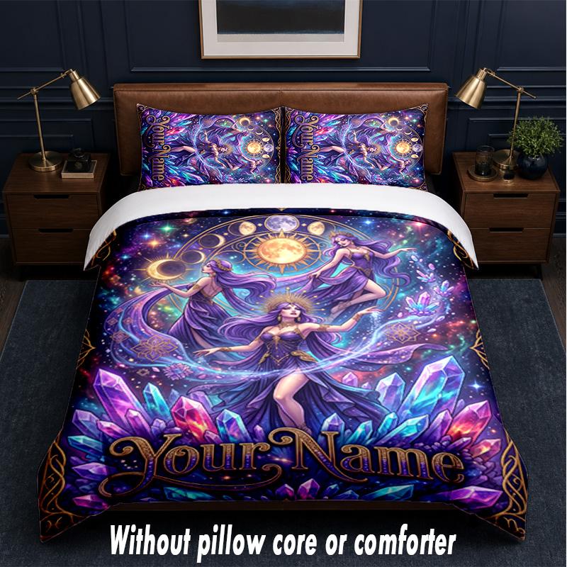 Mermaid Underwater Theme Custom Text Or Name 3Pcs Bedding Set,1 Flat Sheet & 2 Pillowcases Personalized Home Bedding