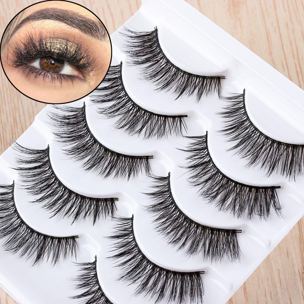 Reusable Handmade Multilayer Wispy Fluffy Extension Tools False Eyelashes Thick Cross Natural Long