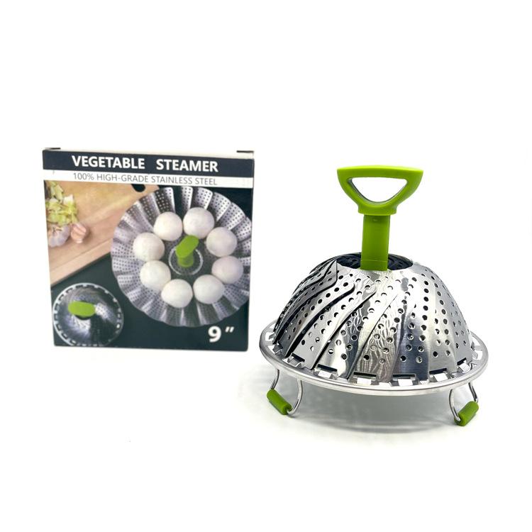 Cross-border New Household Stainless Steel Folding Steaming Rack Spot Wholesale Lotus Telescopic