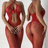 Сексуальный сетчатый бодистокинг с прорезями, прозрачный, с длинными рукавами, с открытой промежностью, цельный боди. Женское сексуальное белье, эротическое нижнее белье