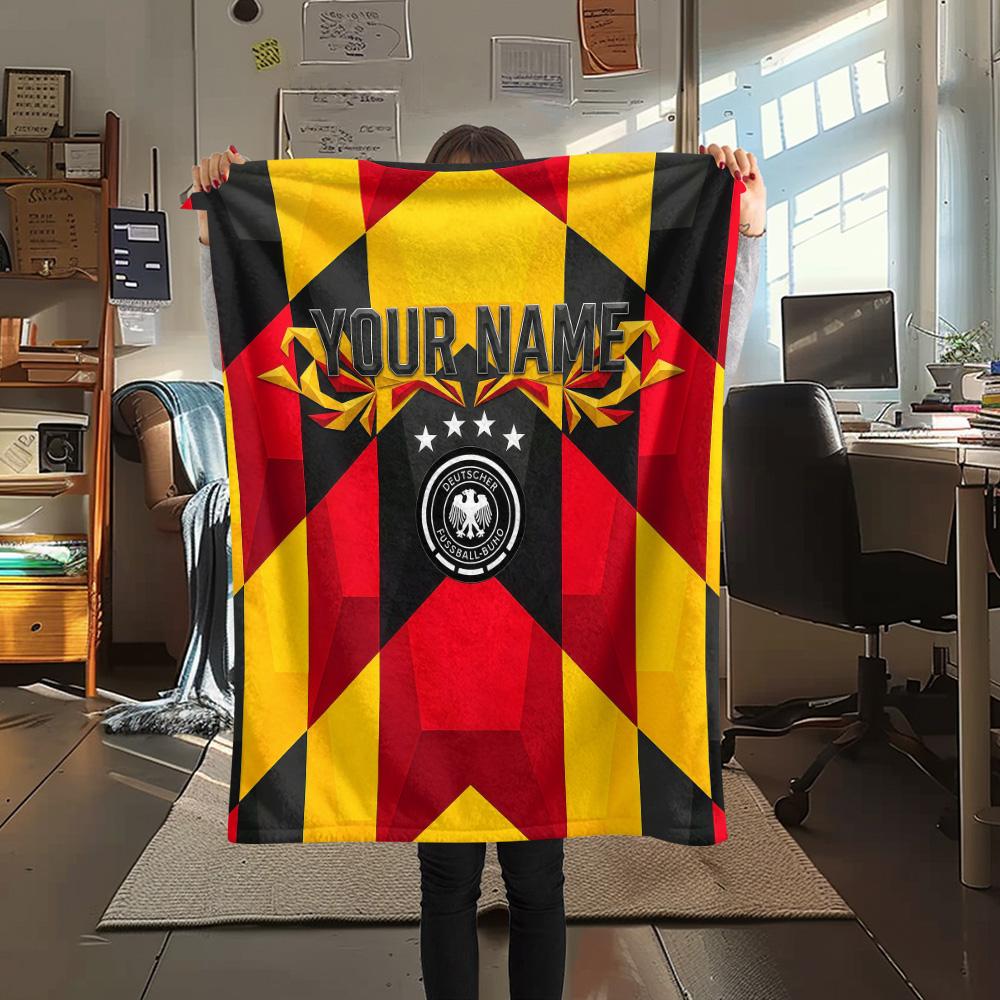 Custom Name Deutscher Fußball-Bund Flannel Blanket, High quality Comfortable for All Seasons, Home Decor, Warmth and Comfort