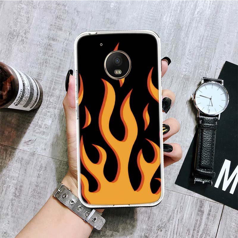 Чехол для телефона Blue Red Flame Fire для Motorola Moto G9 G8 G7 G6 G5 E6 E5 E4 Plus Play Power One Action Macro Coque Capa