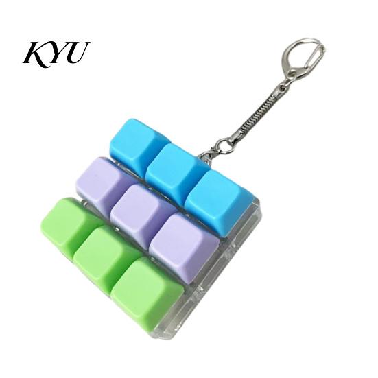 Nine Button Clicking Toy 9-Keys Keyboard Fidget Toy, LED Light-up Keychain Tactile Decompression Tool for Stress Relief, 9-In-1 Mechanical Backpack
