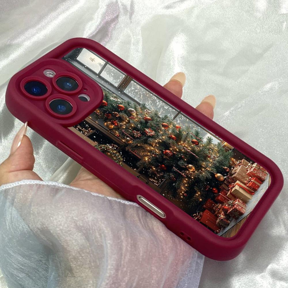 JT163 Рождественская елка для iPhone 17 16 15 14 Pro Max Samsung S26 S25 Ultra A17 A16 A07 A56 A06 Xiaomi 15T Redmi 15c 14C Note 14 13 Мягкий чехол из ТПУ