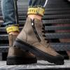 Мужские высокие ботинки Зимние плюшевые хлопковые ботинки Мотоциклетные ботинки Мужские деловые ботинки из натуральной кожи Износостойкие ботильоны