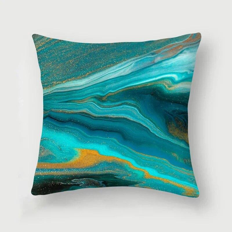 Nordic Blue Marble Polyester Pillowcase Sea Rock Texture Bedside Sofa Chair Throw Pillow Cushion Cover Home Decor