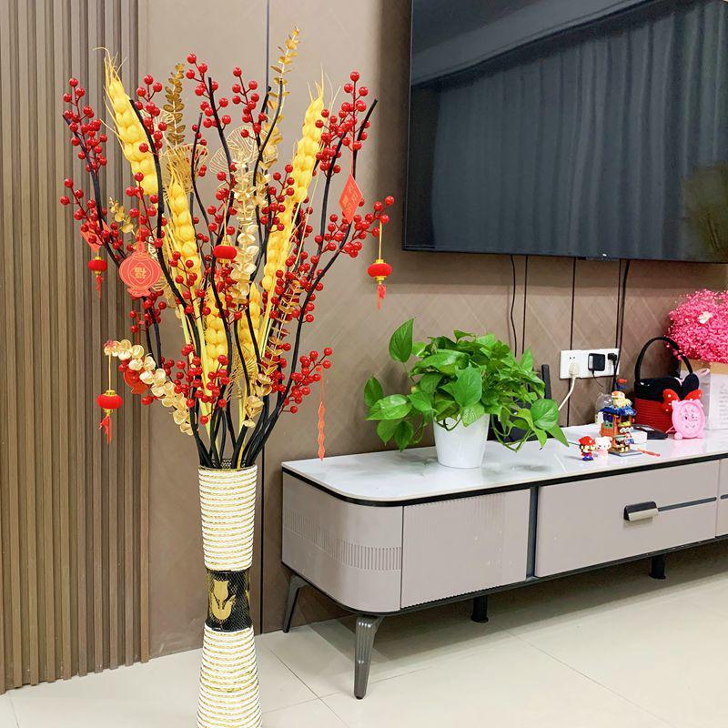 Red Berries New Year Floor Decoration: Artificial Flower Arrangement for Weddings & Housewarming