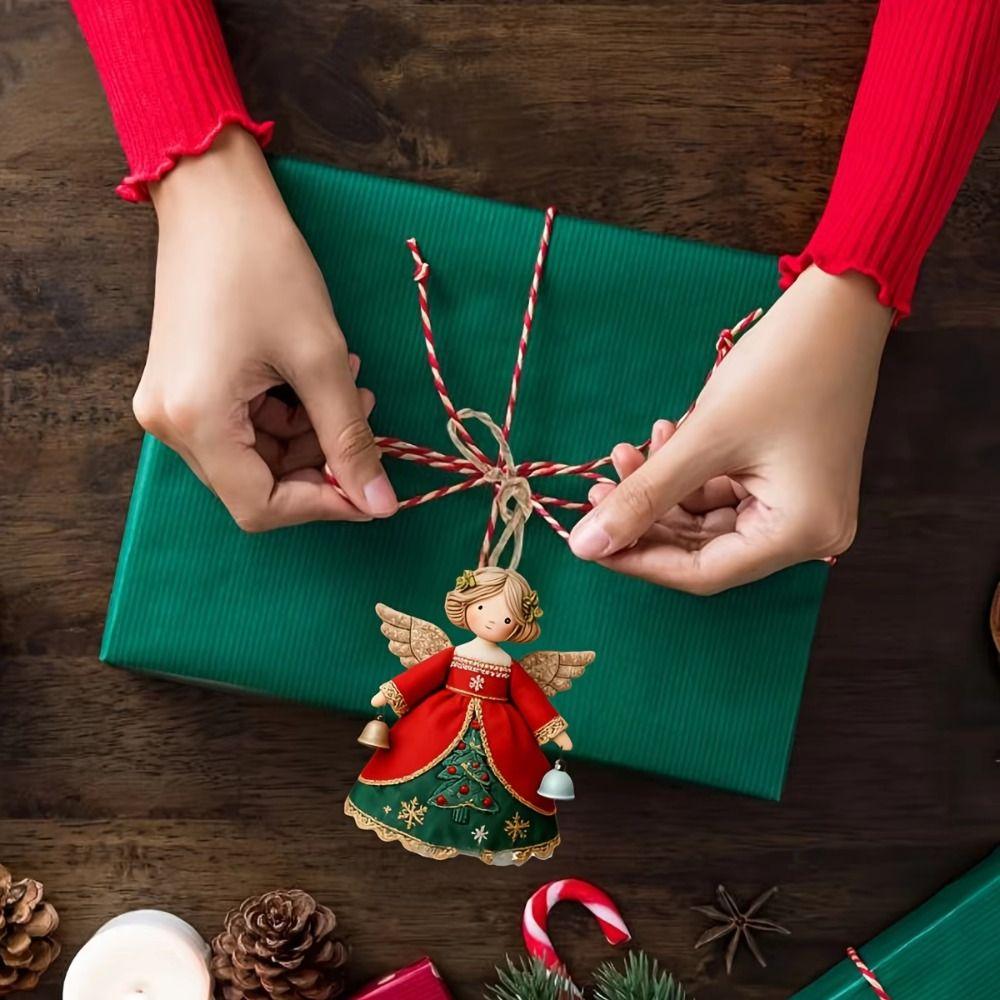 12PCS Wood Christmas Angel Ornaments Hand Painted Angel Tree Decorations Christmas Tree Decor