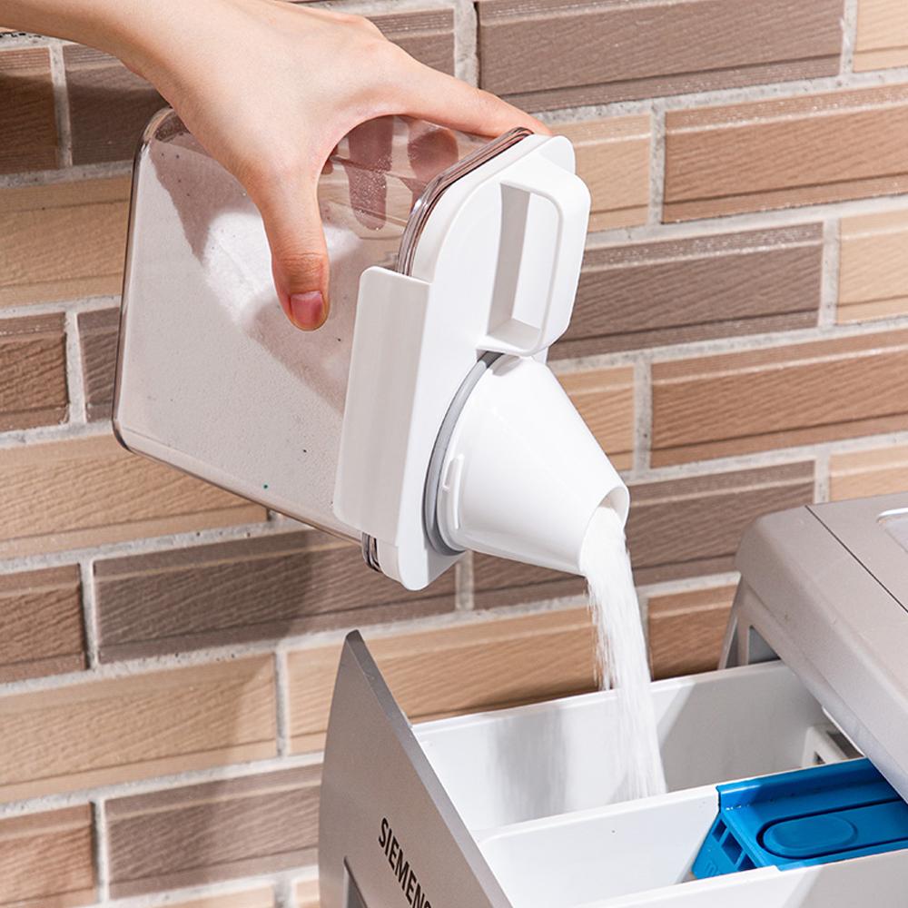 Прозрачный пластиковый ящик для хранения баночек Многоцелевой ящик для моющего средства с крышкой Мерный стакан Контейнер для закусок Ящик для хранения стирального порошка