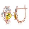 Серёжки позолоченные с жёлтым камнем в форме цветка