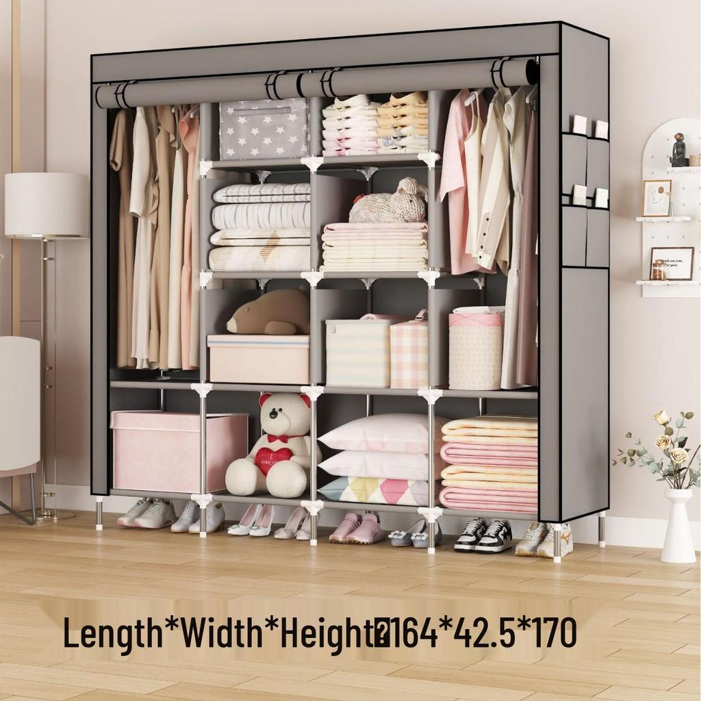 Многослойный нетканый тканевый шкаф с пылезащитным чехлом и каркасом из железных труб